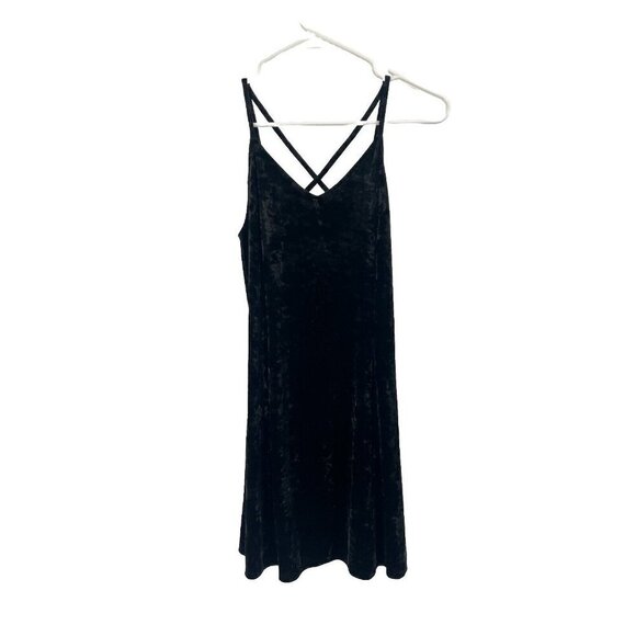 Y2K 90s Black Velvet Slip Dress Dark Romantic Sz Medium - Picture 1 of 4